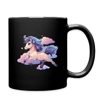 PastellEinhorn über Wolkenflug - Tasse einfarbig - Schwarz - Rechts