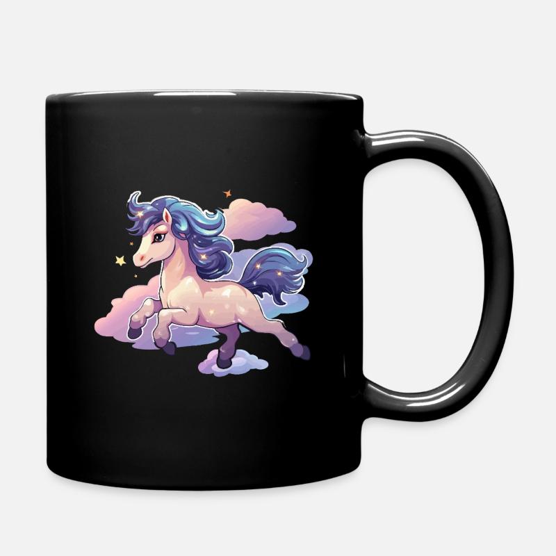 PastelUnicorn over clouds - Full Colour Mug - black