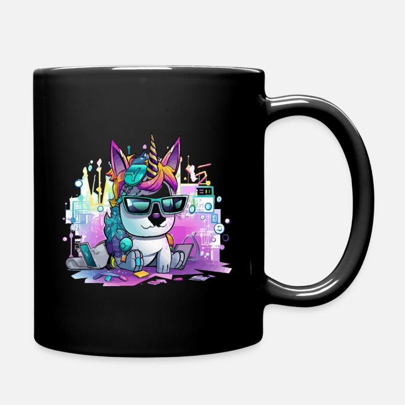 Techicorn Neon Einhorn - Tasse einfarbig - Schwarz