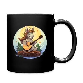 Mondlicht Esel Gitarrist - Tasse einfarbig - Schwarz - Rechts