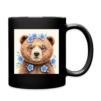 Blue Flower Bear Templates - Full Colour Mug - black - Right