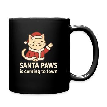 Santa Paws is coming to town – Weihnachtskatze - Tasse einfarbig - Schwarz - Rechts