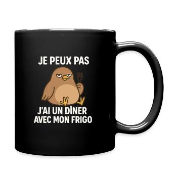 I can't I have a dinner with my fridge - Full Colour Mug - black - Right