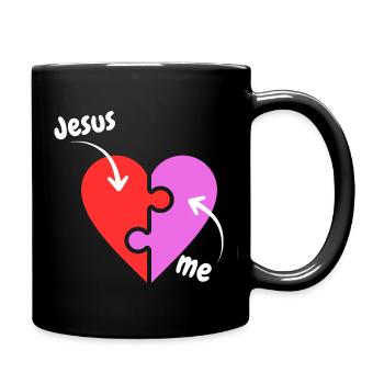 Jesus and me puzzle Heart - christlich - Tasse einfarbig - Schwarz - Rechts