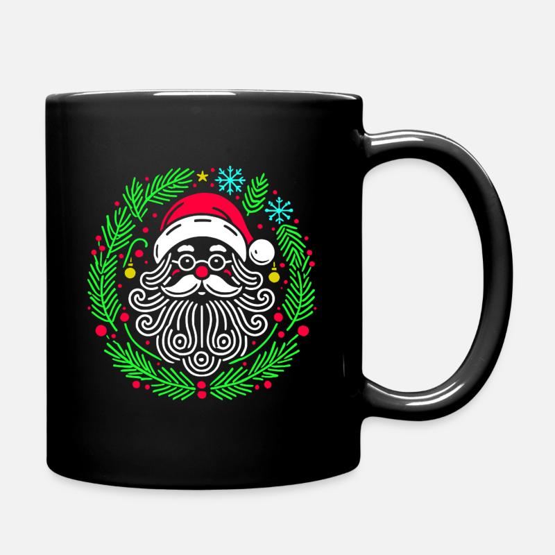 Père Noël circulaire de Noël avec des branches - Mug uni - noir