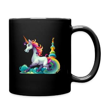 Rainbow Unicorn Carnival Design - Full Colour Mug - black - Right