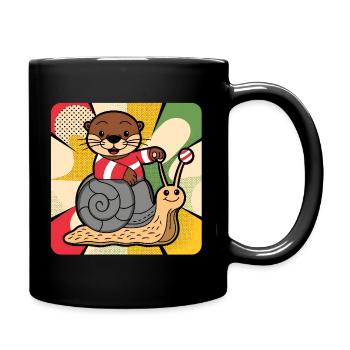 Otter auf Schneckentour - Tasse einfarbig - Schwarz - Rechts
