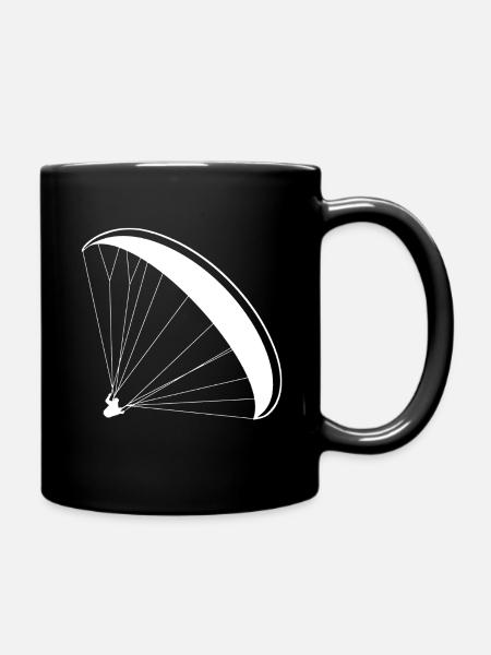Gleitschirm Pilot Silhouette Paragliding Logo - Tasse einfarbig - Schwarz