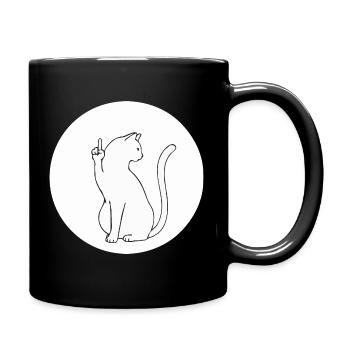 Katze Katzen Cat Kätzchen Mieze Mittelfinger - Tasse einfarbig - Schwarz - Rechts