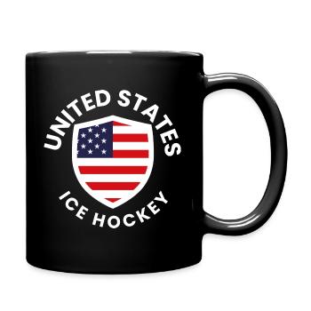 USA Ishockey Sköldlogotyp - Tasse einfarbig - Schwarz - Rechts