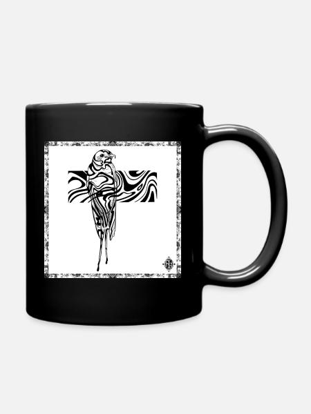 Perroquet abstrait en croix fluide - Mug uni - noir