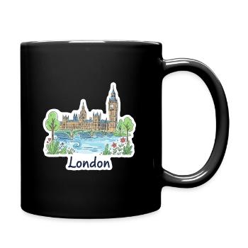 London Skyline Big Ben Parliament Bridge Kunst - Tasse einfarbig - Schwarz - Rechts