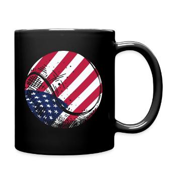 Patriotischer Tennisball Amerikanische Flagge Sportfan Gif - Tasse einfarbig - Schwarz - Rechts