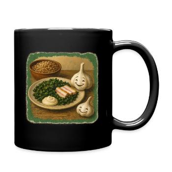 Ail souriant avec chou kale - Mug uni - noir - Droite