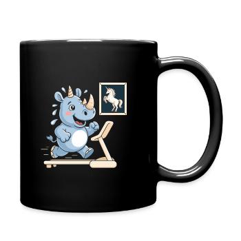 Treadmill Rhino - Funny Unicorn T-Shirt - Full Colour Mug - black - Right