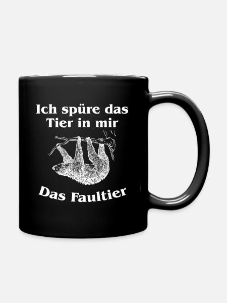 Ich spüre das Tier in mir – Das Faultier - Tasse einfarbig - Schwarz