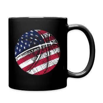 USA Flag Basketball Patriotic American Sport Gift - Full Colour Mug - black - Right