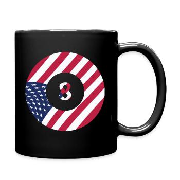 USA Flag 8 Ball Billiards Patriotischer Billardspieler - Tasse einfarbig - Schwarz - Rechts
