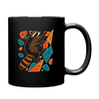 Bouldern Waschbär Klettern Motivation Geschenk - Tasse einfarbig - Schwarz - Rechts
