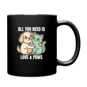 All You Need Is Love & Paws - Full Colour Mug - black - Right