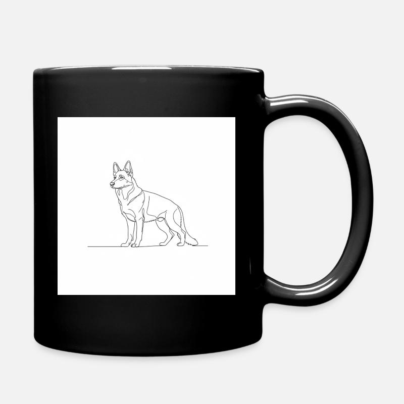 Minimalistische Schäferhund-Linie - Tasse einfarbig - Schwarz