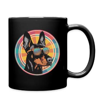 Dobermann Pop Art Sonnenbrille - Tasse einfarbig - Schwarz - Rechts