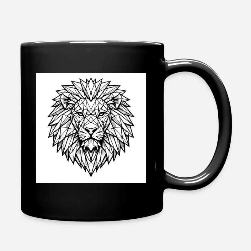 Illustration géométrique de la ligne de tête de lion - Mug uni - noir