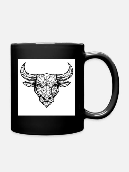 Geometrischer Stierkopf - Tasse einfarbig - Schwarz