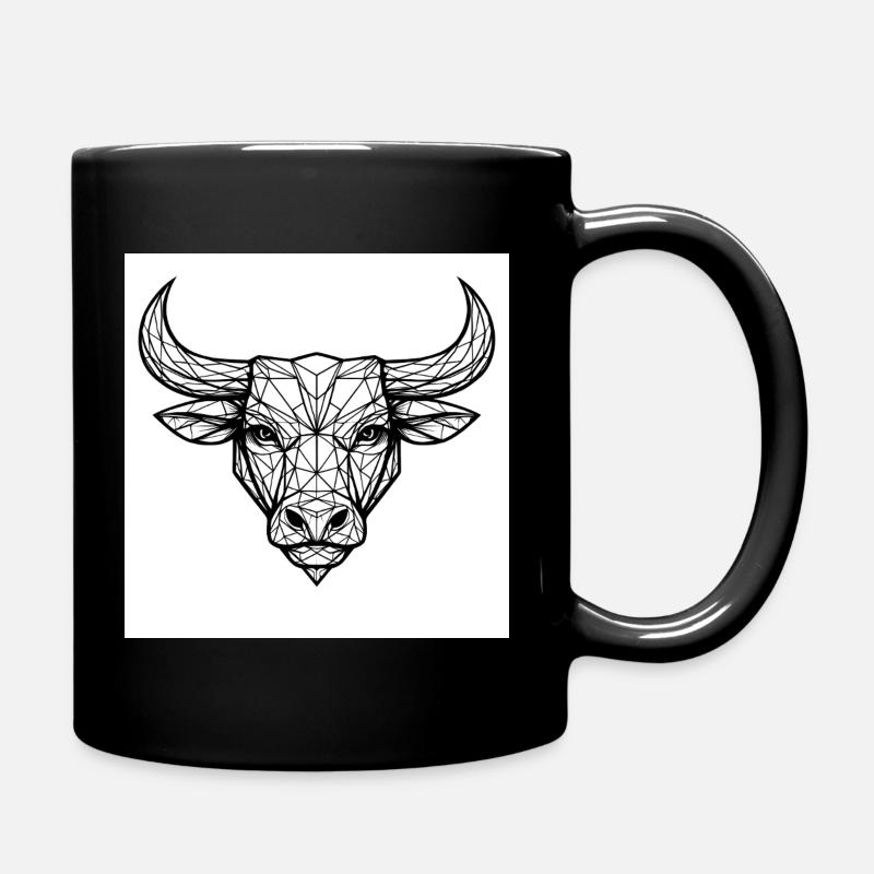 Geometrischer Stierkopf - Tasse einfarbig - Schwarz