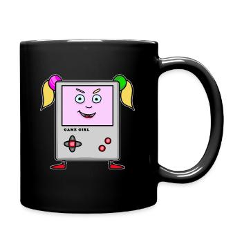 Game Girl – Retro Cartoon Console - Full Colour Mug - black - Right