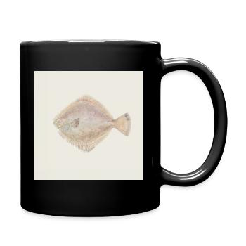 Aquarelle poisson plie – Illustration maritime - Mug uni - noir - Droite