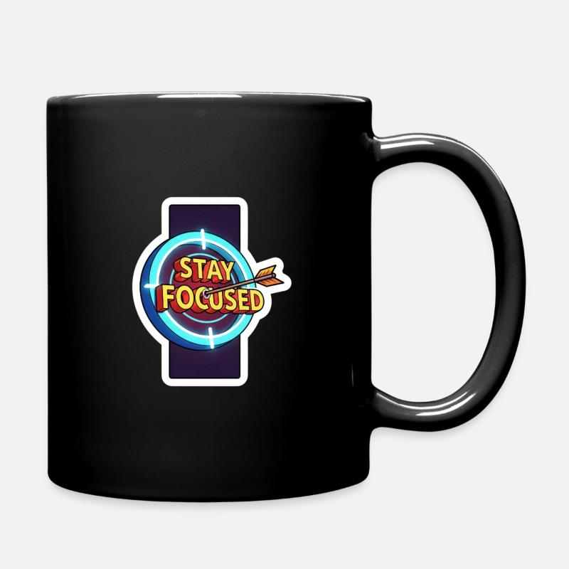 Stay Focused Target Neon - Full Colour Mug - black
