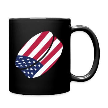 USA Flag Hockey Puck Patriotic Icey Sports Art - Full Colour Mug - black - Right