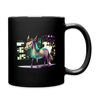Neon-Hologramm Pferd Farbexplosion - Tasse einfarbig - Schwarz - Rechts