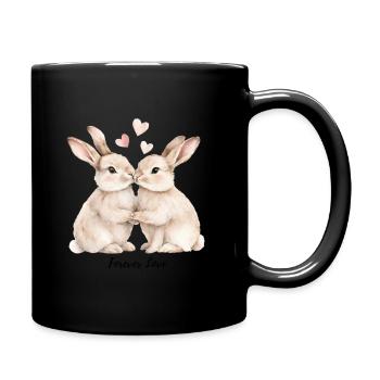 Forever Love – Cute bunnies for Valentine's Day - Full Colour Mug - black - Right