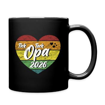 Tick Tack Opa 2026 werdender Uropa 2026 retro - Tasse einfarbig - Schwarz - Rechts