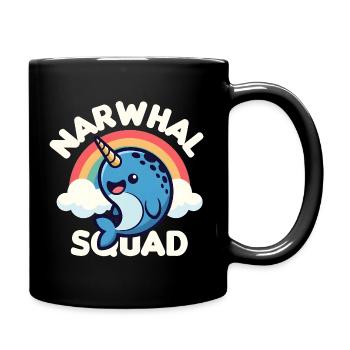 Cute Narwhal Squad  - Full Colour Mug - black - Right