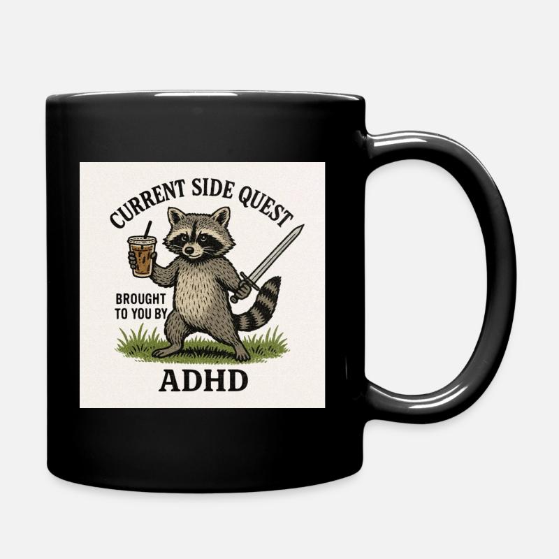 Waschbär-Nebenquest ADHS - Tasse einfarbig - Schwarz