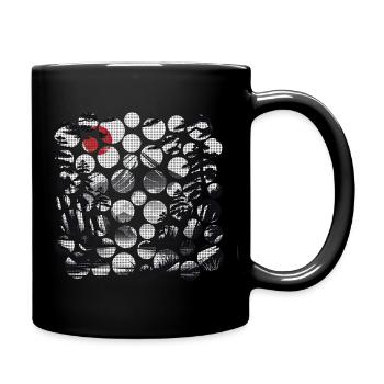 Japanese Mountain Landscape with Mount Fuji and Sun - Full Colour Mug - black - Right