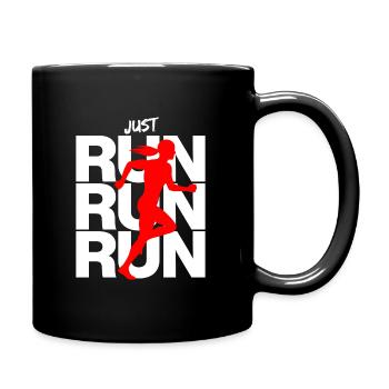 JOGGENDE FRAU – RUN QUEEN! LAUFEN, RENNEN - Tasse einfarbig - Schwarz - Rechts