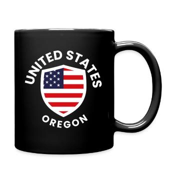 Oregon Shield mit US-Flagge - Tasse einfarbig - Schwarz - Rechts