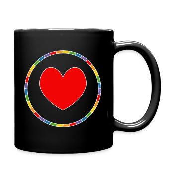 LGBT Herz im Regenbogenring - Tasse einfarbig - Schwarz - Rechts