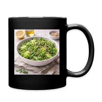 Rucola Pinienkernen Salat - Tasse einfarbig - Schwarz - Rechts