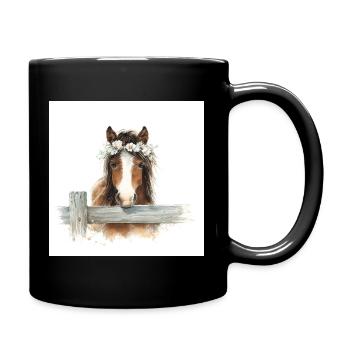Floral Crowned Horse - Full Colour Mug - black - Right
