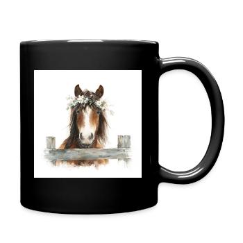 Floral Crowned Pony - Full Colour Mug - black - Right