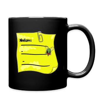 Yellow Notepad – Paper Clip & Fake Bow Tie - Full Colour Mug - black - Right