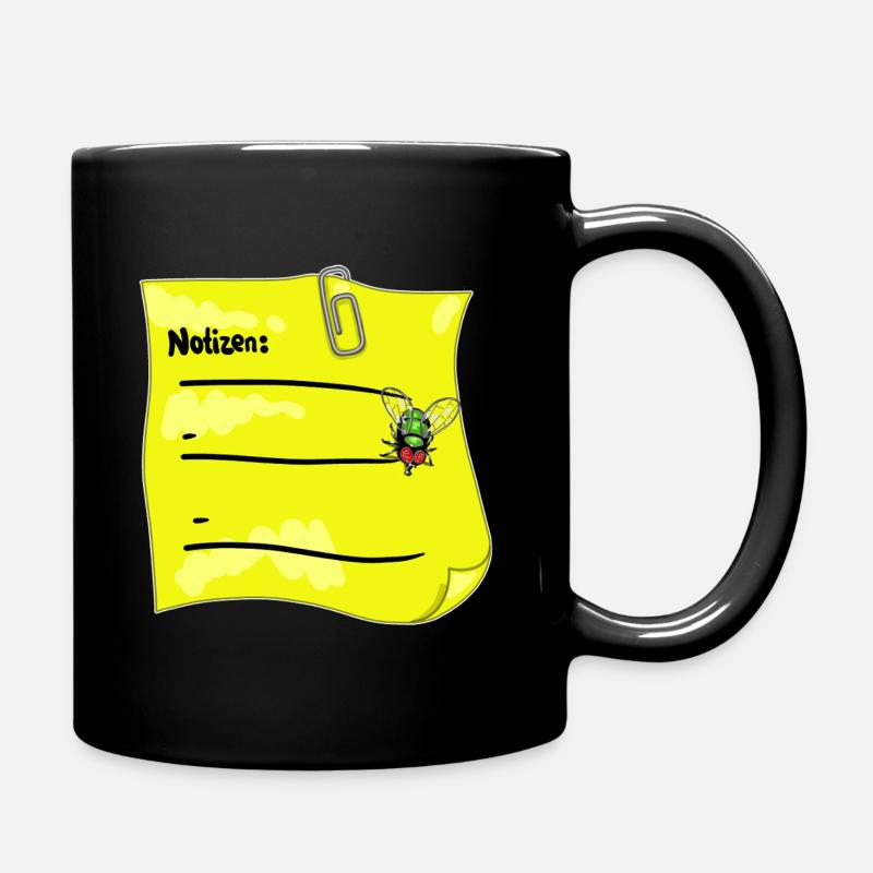 Yellow Notepad – Paper Clip & Fake Bow Tie - Full Colour Mug - black
