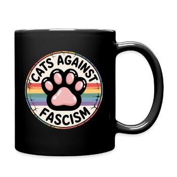 Cats against Racism- Antifascist Merch - Full Colour Mug - black - Right