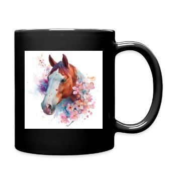 Watercolor Horse Bloom - Full Colour Mug - black - Right