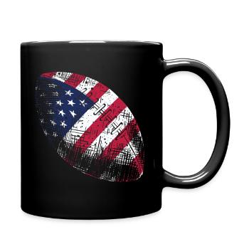 Patriotischer amerikanischer Flaggenfußball Rugbyball-Kunst - Tasse einfarbig - Schwarz - Rechts